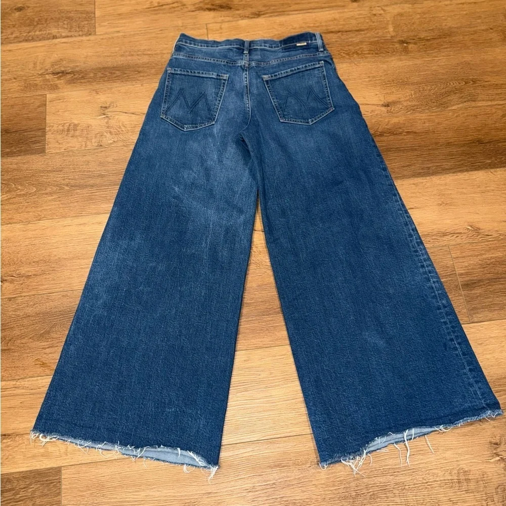 Mother The Wisher Sneak Fray Punch Buggy Denim Jeans 29 Wide Leg Raw Hem Boho